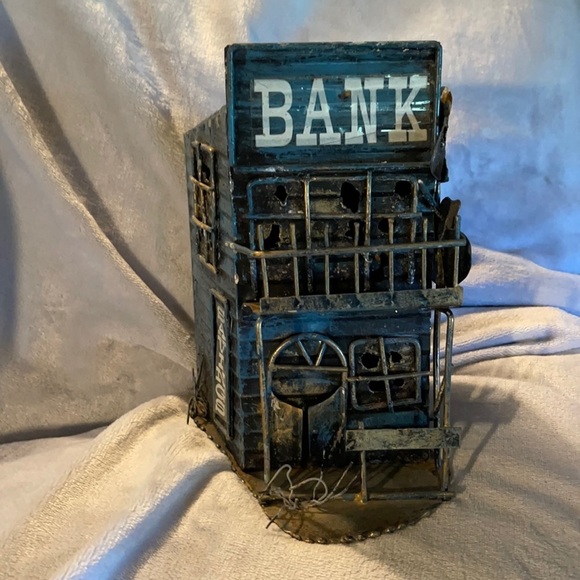 Tin Detailed “Bank” (needs a stopper) Very Cool Vintage - Picture 1 of 6